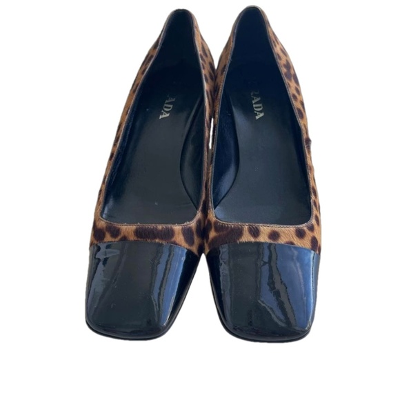 PRADA LEOPARD PRINT PONNY HAIR LEATHER AND PATENT SZ 8 - Picture 3 of 13